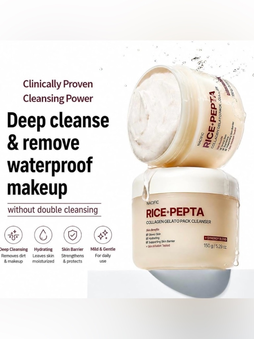 Korean Skincare Nacific Rice Pepta Collagen Gelato Cleanser & Milky Serum - Picture 4 of 10